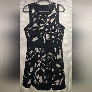 Banana Republic Black and White One-Shoulder Fit-and-Flare Dress